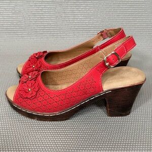 Patrizia by Spring Step Deedee Coral Red Sandal Women’s Size 5.5-6